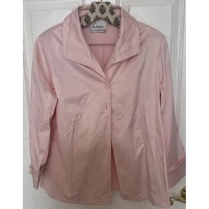 LINEA BY LOUIS DEL O'LIO Button Front Shirt Tea Pink Satin Sz‎ M